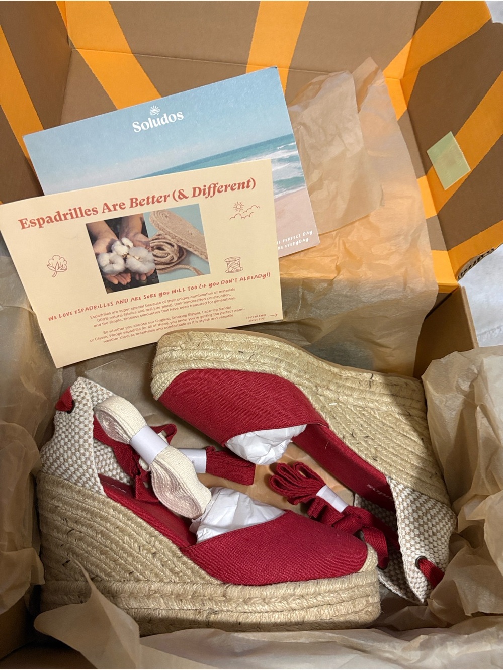 Soludos Marseille Platform Wedge Espadrille - Reef Red